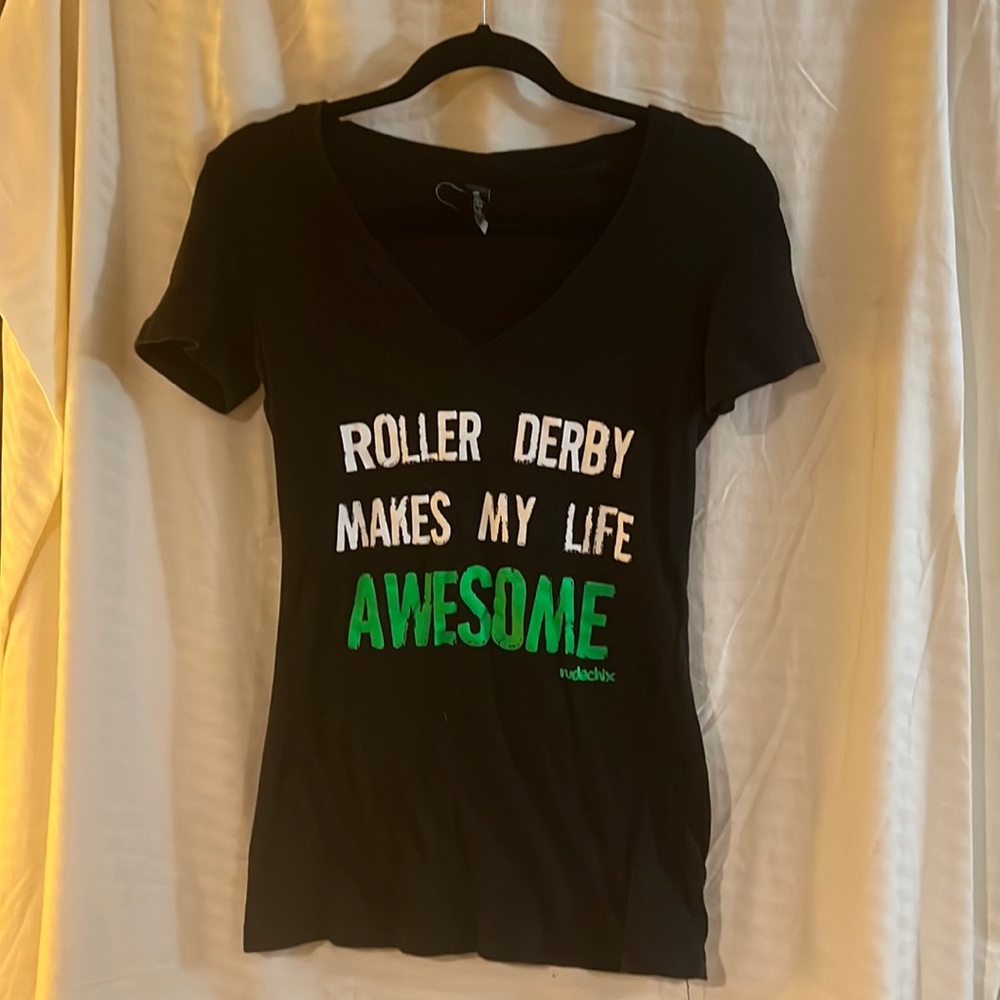 Rudechix V neck roller derby shirt